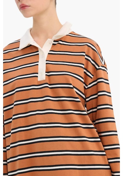 Defacto Loose Fit Polo Yaka Sweatshirt G6490ax25wnbn50 Kahve-bn50