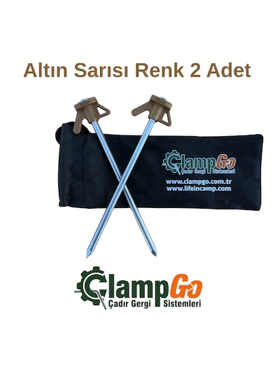 Clampgo Sert Zemin Çadır-tente-tarp Kazığı 8 Mm Kalınlığında 21 Cm Uzunluğunda 2 Adet Altın