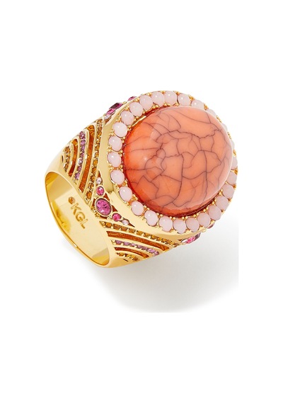 Xl Oval Cocktail Ring, Büyük Oval Taşlı Gösterişli Yüzük Turuncu