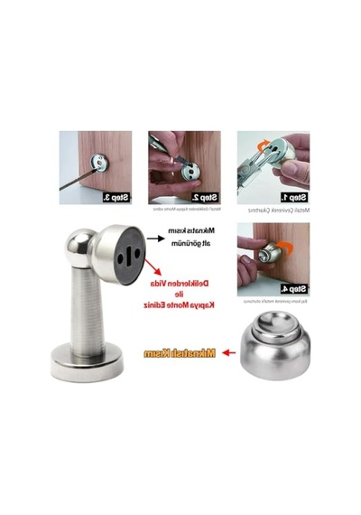 Mıknatıslı Metal Kapı Tutucu - Vidalı Durdurucu Stoper, Krom Renk
