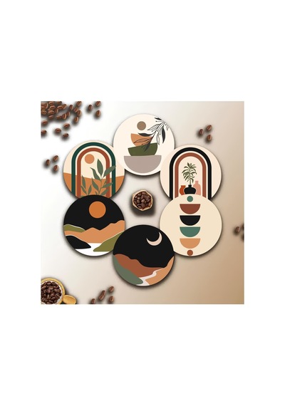 Kututr Zenboho 6'li Mdf Bardak Altlığı Seti Brd-015 Diğer