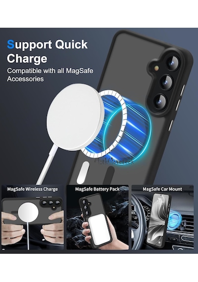 Samsung Galaxy S24 Fe Uyumlu Kılıf Mat Magsafe Özellikli Renkli Kenarlı