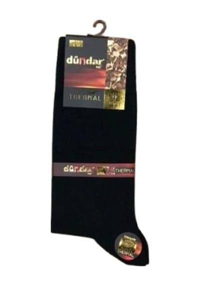 Dündar Çorap 12 Adet Dündar Erkek Kışlık Termal Çorap Plus Dikişsiz Siyah