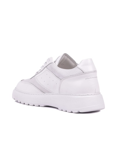 Shoetyle - Hakiki Deri Beyaz Renk Günlük Erkek Sneaker - 115-k643 -1621