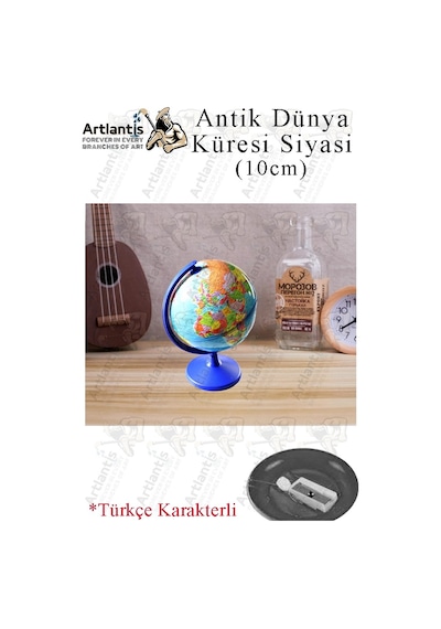 Dünya Küresi Mavi 10 Cm Siyasi 1 Paket Masaüstü Coğrafya Dünya Küresi Sınıf Eğitim Kalemtraşlı Dekor