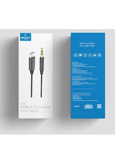 Woyax Type-C to Aux Stereo 3.5 MM Ses Kablosu 1.2 M