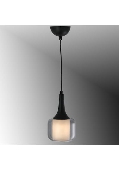 Tt603-1-fullsy Tt Ayd. Mat Siyah Tekli Silindir Çift Camlı Avize Siyah - Bal Cam