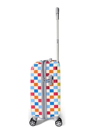 Coral High Çok Renkli Dama Desenli Kabin Boy Valiz 50cm 16557 Beyaz - Gri