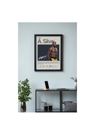 Anderson Silva Ahşap Çerçeveli Poster Tablo Spider Efsanesi Tasarım Siyah