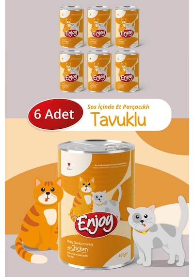 Enjoy Tavuklu Kedi Konservesi Sos İçinde Et Parçacıklı 400 Gr X6