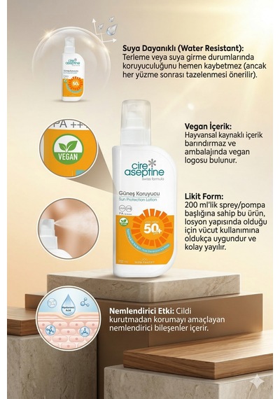 Cire Aseptine Spf50+ Güneş Koruyucu 200 Ml