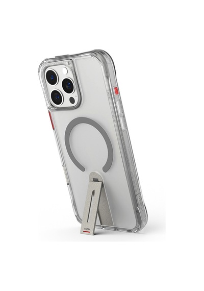 Apple Uyumlu iPhone 16 Pro Max Kılıf Magsafe 360 Dönebilen Standlı Skinarma Helix Kapak Titanyum