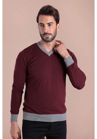 Ferraro Bisiklet Yaka Pamuk Ipek Kazak - Bordo Bordo (490432884) Bordo