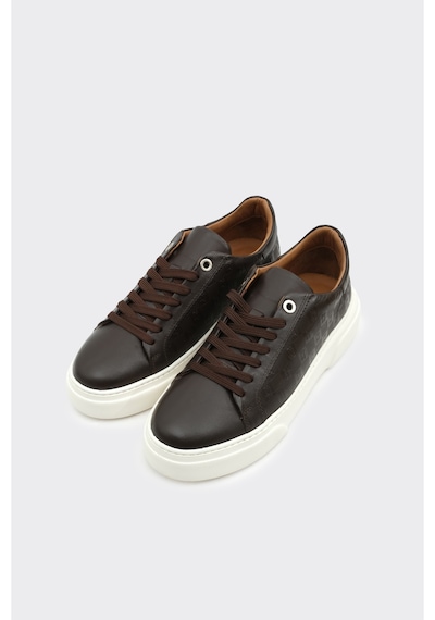 Derinet Hakiki Deri Desenli Kadın Sneaker Kahve Kahve