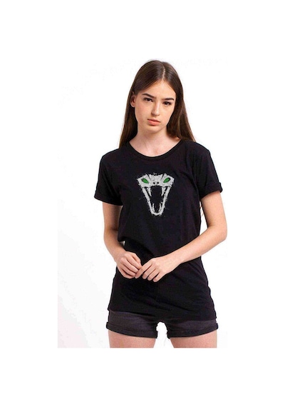 The Witcher Viper School Splash Baskılı Siyah Kadın Tshirt