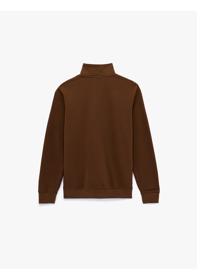 Koton Uzun Kollu Şardonlu Basic Yarım Fermuarlı Sweatshirt Kahverengi 6wam70016mk Kahverengi