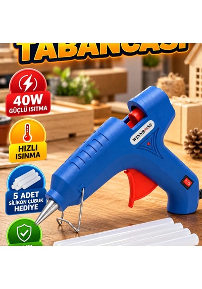 40w Sıcak Silikon Tabancası 5 Silikon Çubuklu Hızlı Yapıştırma Seti