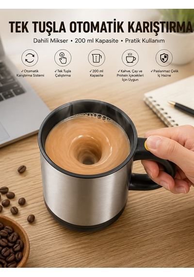 Kupa & Bardak Mikser Kupa Yazılı Mug Bardak Karıştırma Özelliği