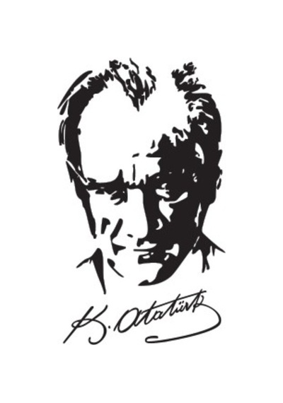 Imzalı Atatürk Silüet Oto Sticker 17 Cm X 30 Cm