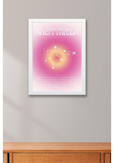 Sagittarius Yay Burcu Çerçeveli Tablo Aura Enerji Renkleri Astrolojik Takım Yıldızı Sembolü