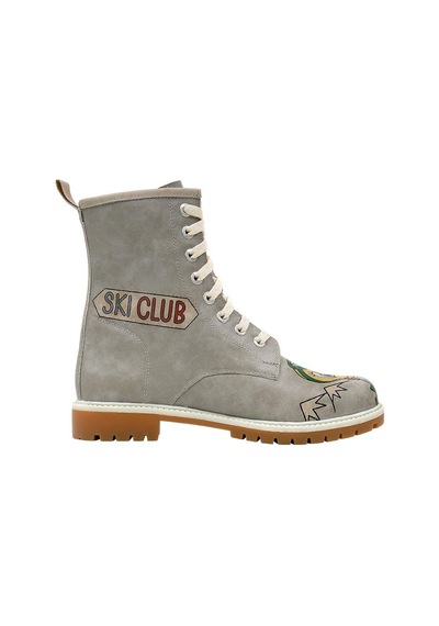 Kadın Vegan Deri Gri Uzun Bot - Warner Bros Tweety Looney Tunes Ski Club Tasarım Multicolor