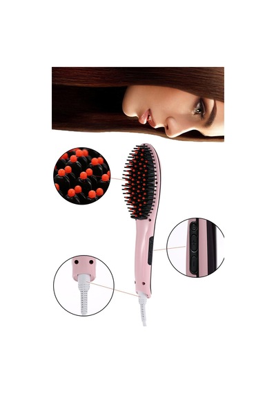 Profesyonel Elektrikli Saç Düzleştirici Tarak Fast Hair Straightener Düzleştirici Pembe Tarak