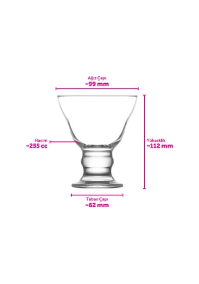Lav Orion Cam Dondurma & Tatlı Kasesi 6'lı Küçük Boy 255 ml (Reçellik )