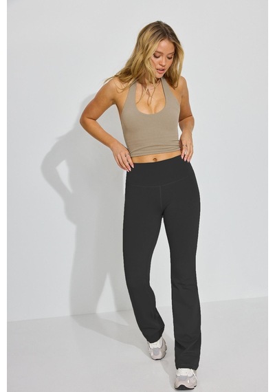 Madmext Taş Rengi Halter Yaka Boyun Askılı Crop Top Mg2456 Taş Rengi