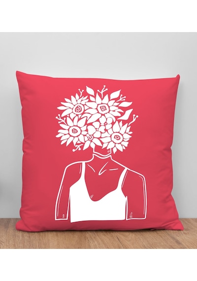 Bk Gift Modern Art Tasarımlı Kırmızı Kırlent Yastık, Arkadaşa Hediye, Ev Dekorasyonu, Ev Hediyesi-8