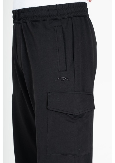 Maraton Sportswear Oversize Erkek Ribana Paça Basic Siyah Eşofman Altı 22396-siyah Siyah