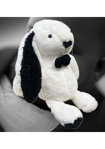 Uyku Arkadaşım Papyonlu Uzun Kulak Bunny Peluş Tavşan Siyah