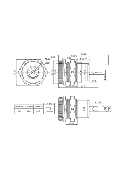 Ic-258d Dc Jak 2.1mm Metal Ø12mm