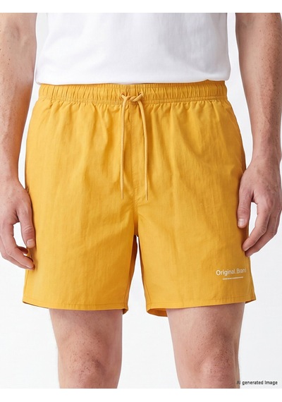 Lcw Swımwear Sarı Kısa Boy Baskılı Erkek Deniz Şortu