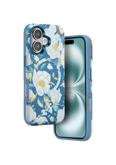 Durukar Apple, Uyumlu iPhone 16 Flower Series Magsafe Kapak - Mavi