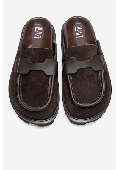 Luvishoes Vela Kahverengi Süet Hakiki Deri Kadın Terlik Kahverengi