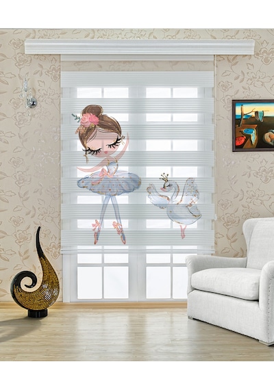 Perdeoutlet38 Enxboy Balerin Dijital Baskılı Zebra Perde-cocuk Odası-stor Perde Renkli