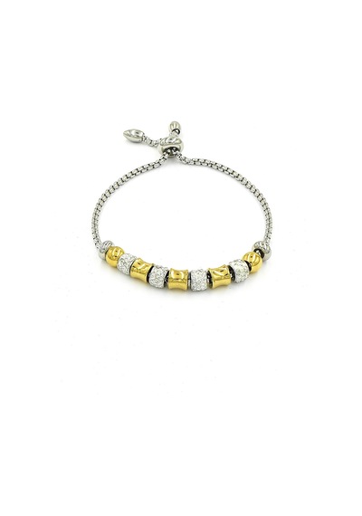 Brezza Lusso Jewelry Enesstore Zirkon Taşlı  Kadın Charm Çelik Bileklik Sarı