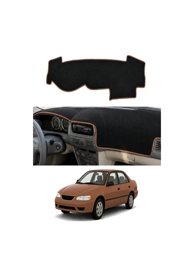 Toyota - Corolla 2000-2006 Uyumlu Torpido Koruma Kılıfı - Kahverengi Şeritli