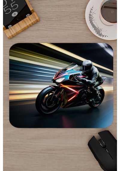 Motorsiklet Kaymaz Dikişli Kauçuk Oyuncu Mousepad V2 - 22x18 Gaming Mouse Pad Fare Altlığı