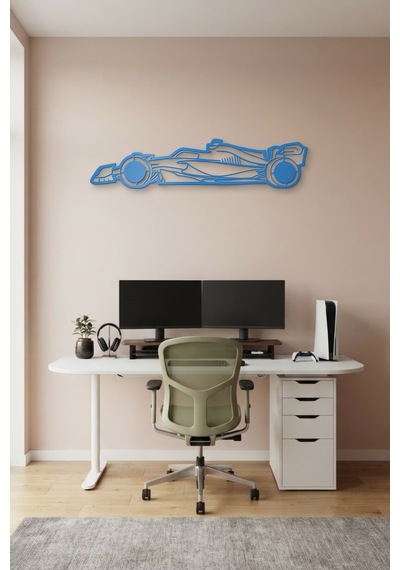 Formula Aracı Metal Duvar Tablosu - Duvar Sanatı - Duvar Dekoru - Mavi