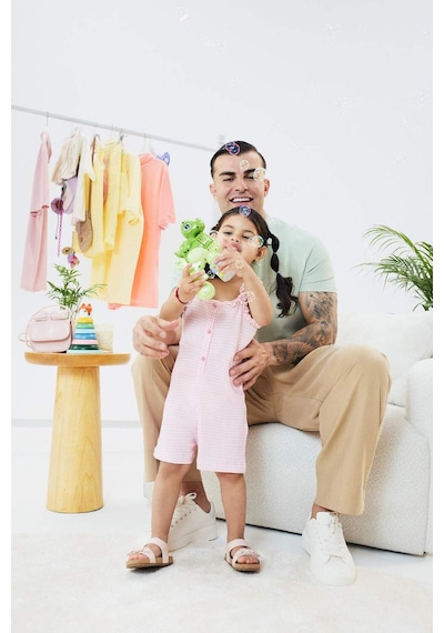 Defacto Askılı Kırışık Dokulu Kısa Tulum Kız Bebek H4273a526smpn171 Pembe-pn171