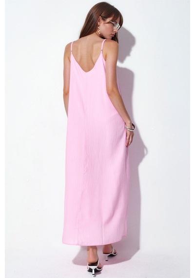 Hiccup Busem Kadın Düz Maxi Slip Elbise Allık Pembe