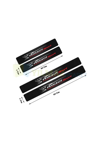 Peugeot Sport Karbon Kapı Eşiği Koruma Oto Sticker Etiket 4 Parça