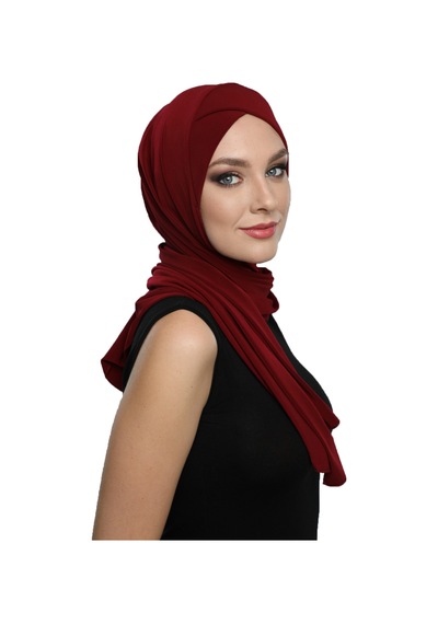 Elysianfidan Sarmalı Takmatik Bordo Hazır Türban Tesettür Bone Namaz Örtüsü Bordo