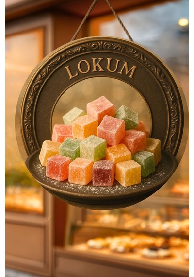 Lokum Temalı İpli Ahşap Kapı Duvar Süsü, Pastane, Tatlı Dükkanı, Cafe Tablo Dekoru