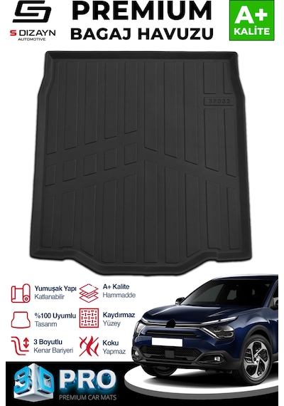 S-dizayn Citroen C4x İnce Stepne 3d Pro Bagaj Havuzu 2023 Üzeri A+ Kalite