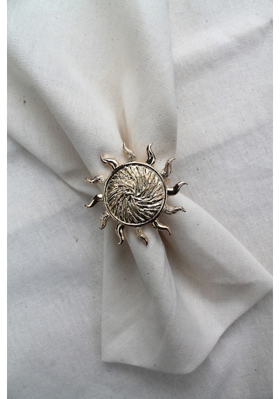 6 Adet Gold Güneş Metal Peçete Halkası - Napkin Ring M1