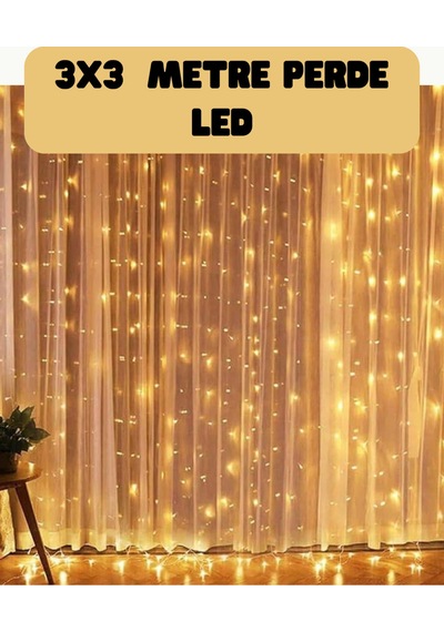 3x3 Metre Perde Led Işık Sıcak Şelale Tasarım Dekoratif Aydınlatma Diğer
