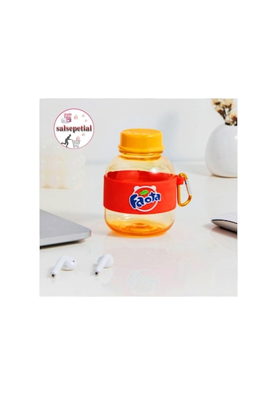 Mini Renkli Su Şişesi 350ml Figürlü Renkli Mini Suluk Matara 350ml Turuncu