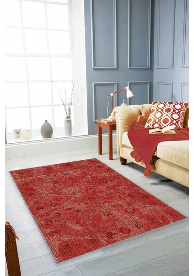 Tarçın Vintage Kaymaz Taban Makinede Yıkanabilir Halı Kr034n11